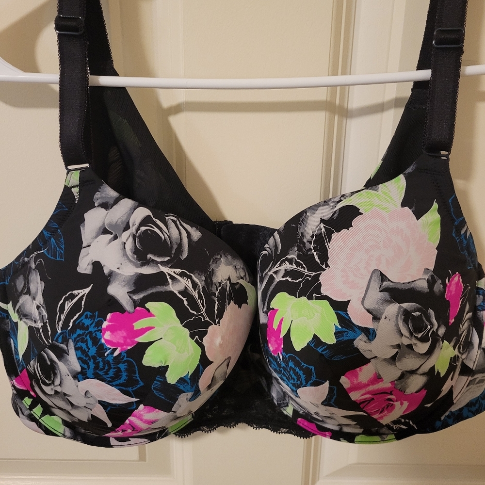 Torrid Curve, black & floral Bra, 42C